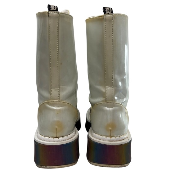 Demonia Emily350 reflective rainbow platform combat boots Size 8.5 vegan leather - Picture 5 of 11